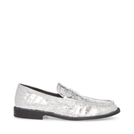 Loafers Steve Madden Goodman Crocodile Mujer Plateadas | ES VR0SE3